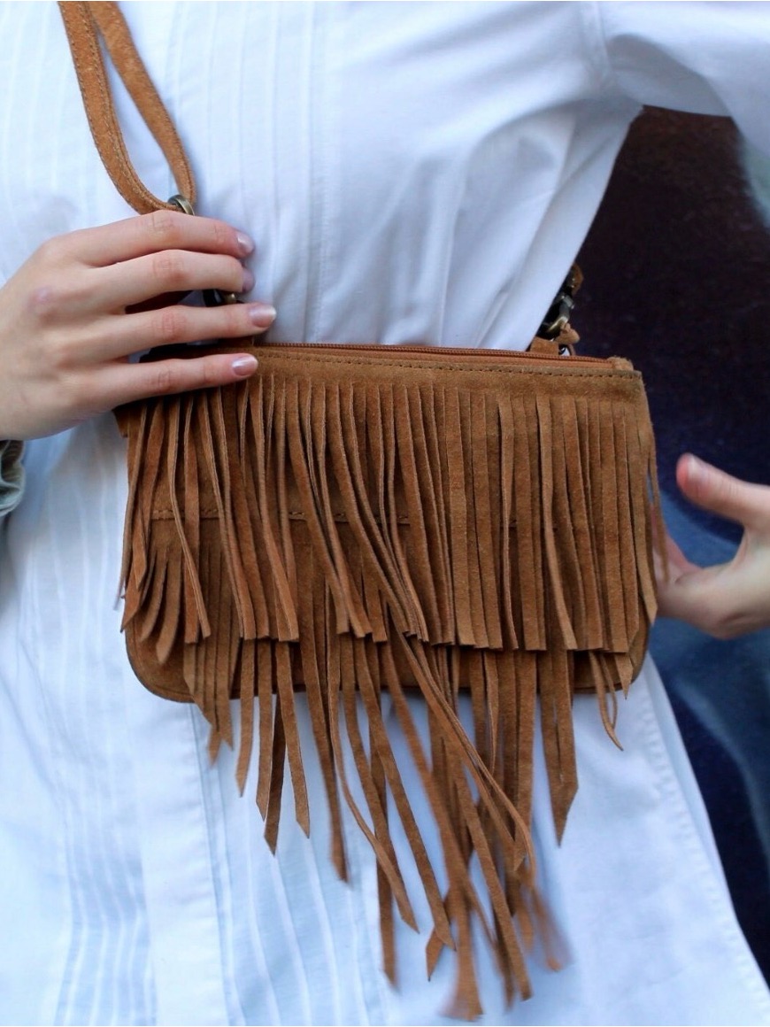 Suede Fringed Crossbody Bag In Tan - Stylish Women's Shoulder Bag